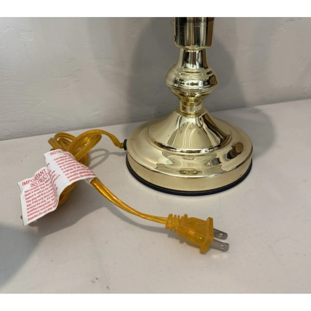 Vintage Hollywood Regency Table Lamp Segmented Curved Glass Shade 3- Way Touch